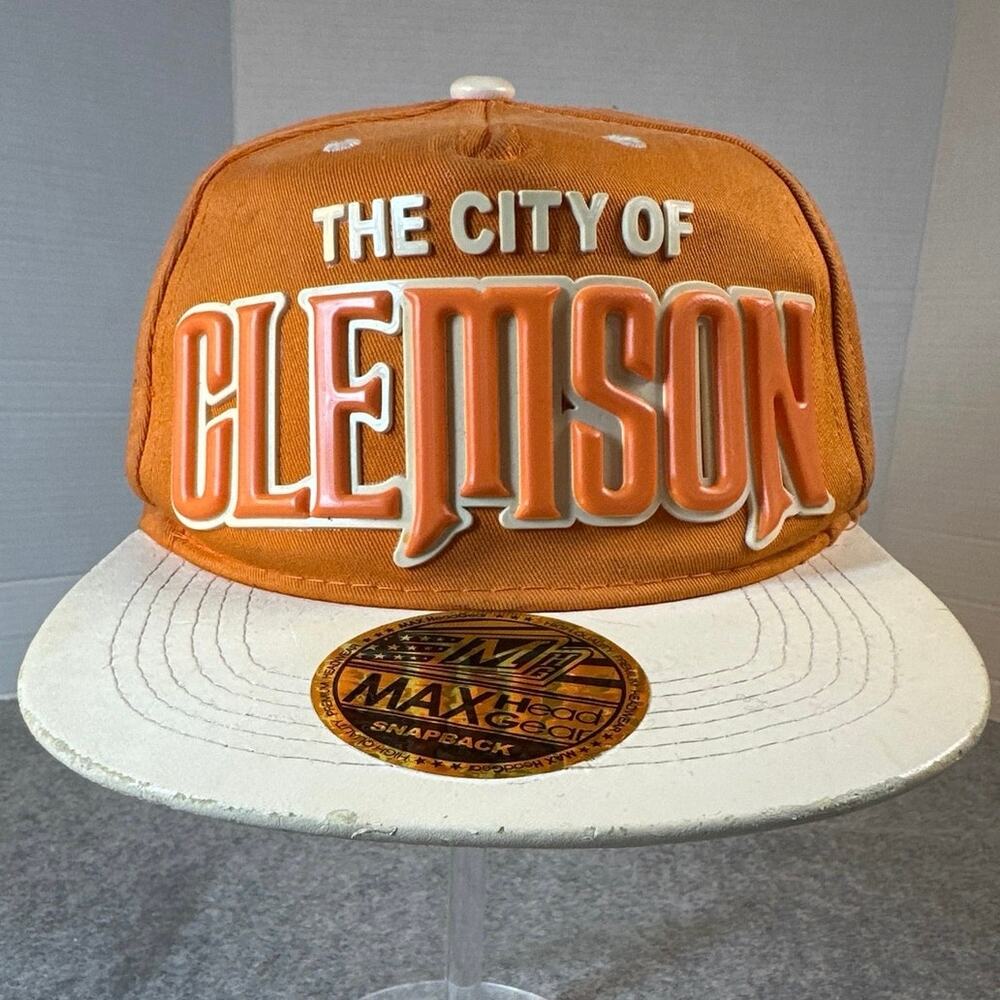 Max Head Gear “The City Of Clemson”Raised Lettering  Orange SnapBack